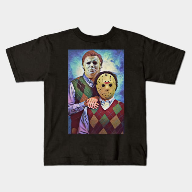 Horror Step Brothers halloween movie Kids T-Shirt by CreatingChaos